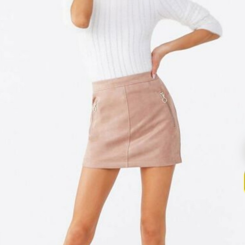 Forever 21 Pink Faux Suede Mini Skirt